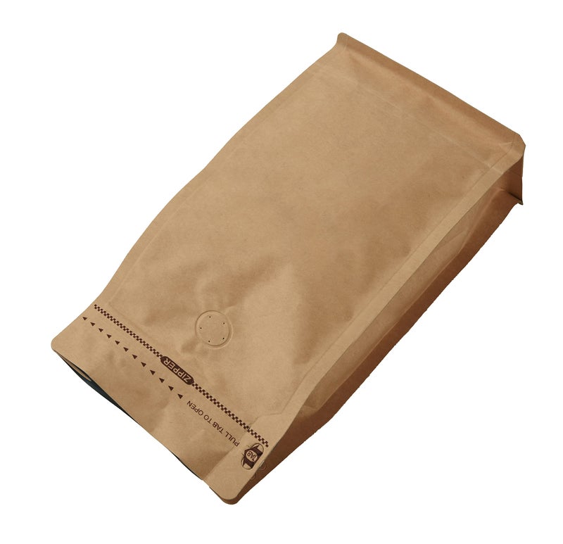 EverPack 50 Pieces 8 Ounce Kraft Paper Stand Up Coffee Bag/Flat Bottom Pouch with Air Release Valve and Reusable Side Zipper. (50pcs, Â½lb/8oz) - Image 5